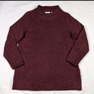 Lands End Sport Pullover Sweater Womens Size Large 14 - 16 Mock Neck Burgundy